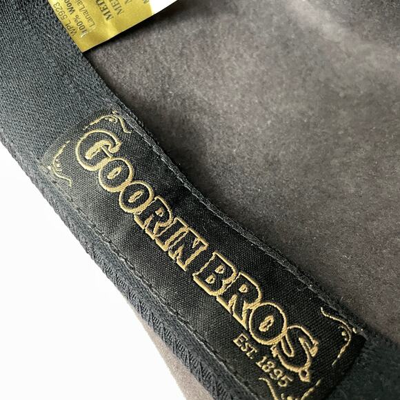 Goorin Bros Fedora Hat Medium Wool Feather Ribbon Band Pinched Teardrop USA - Picture 8 of 8